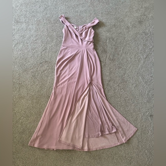 David’s Bridal formal dress 4 Stretchy Pink straps shoulder off wedding prom - Picture 4 of 9